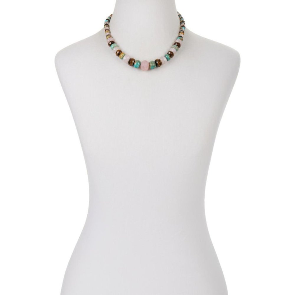Jay King Sterling Silver MultiColor MultiGemstone Bead Necklace 18" - Picture 3 of 4